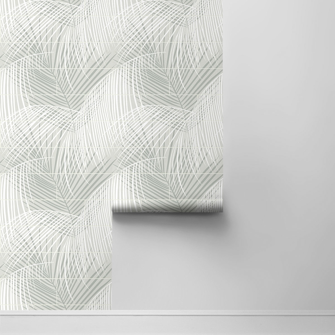 Lillian August Peel &amp; Stick Palm Tile Sea Salt Wallpaper image 2 of 4