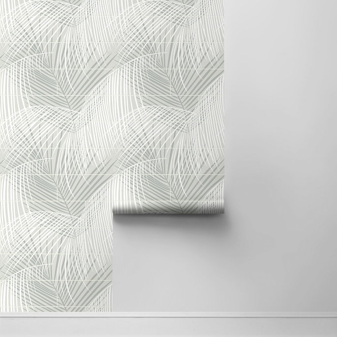 Lillian August Peel &amp; Stick Palm Tile Sea Salt Wallpaper image 2 of 4