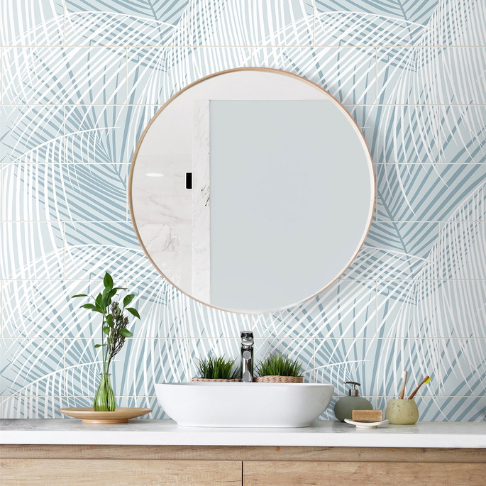 Lillian August Peel &amp; Stick Palm Tile Summer Skies Wallpaper image 3 of 4