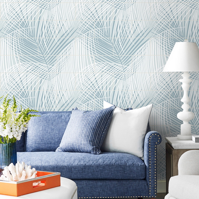 Lillian August Peel &amp; Stick Palm Tile Summer Skies Wallpaper image 4 of 4