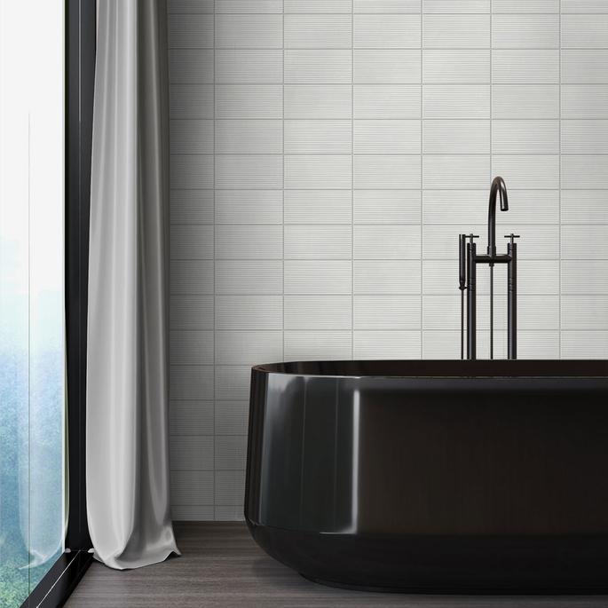 Lillian August Peel &amp; Stick Rib Tile Morning Fog Wallpaper image 3 of 4