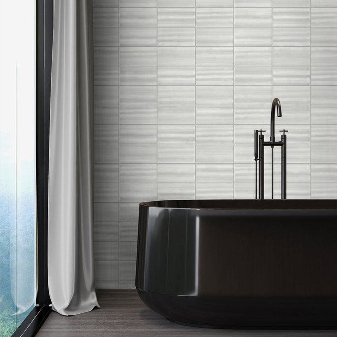 Lillian August Peel &amp; Stick Rib Tile Morning Fog Wallpaper image 3 of 4
