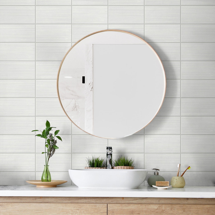 Lillian August Peel &amp; Stick Rib Tile Morning Fog Wallpaper image 4 of 4