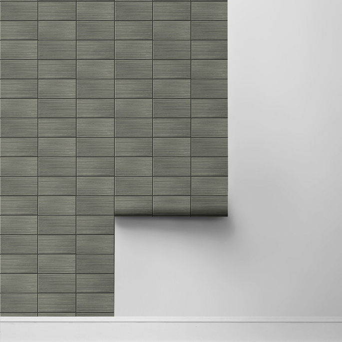 Lillian August Peel &amp; Stick Rib Tile Charcoal Wallpaper image 2 of 4