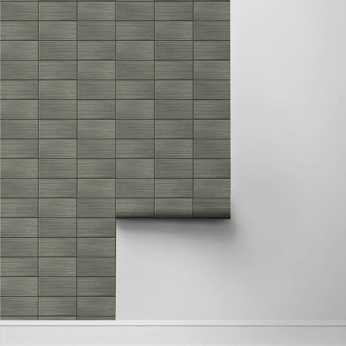 Lillian August Peel &amp; Stick Rib Tile Charcoal Wallpaper image 2 of 4