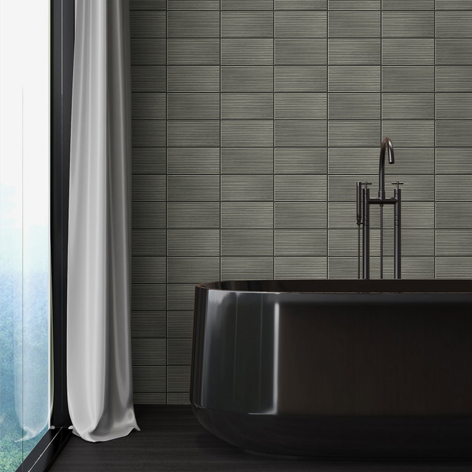 Lillian August Peel &amp; Stick Rib Tile Charcoal Wallpaper image 3 of 4