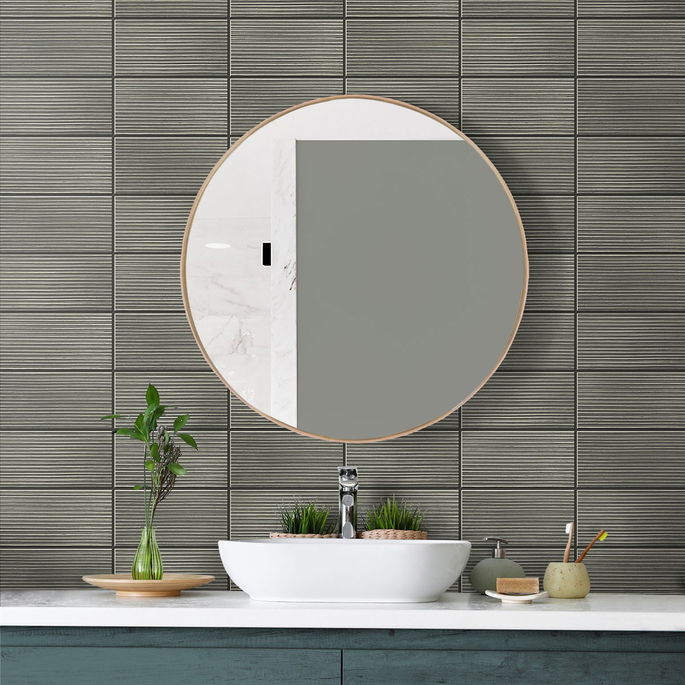 Lillian August Peel &amp; Stick Rib Tile Charcoal Wallpaper image 4 of 4