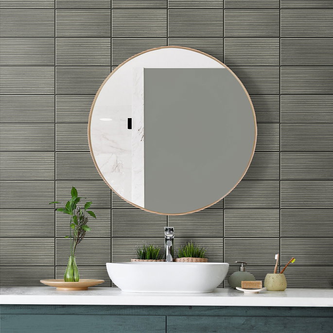 Lillian August Peel &amp; Stick Rib Tile Charcoal Wallpaper image 4 of 4