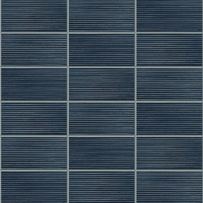 Lillian August Peel &amp; Stick Rib Tile Denim Blue Wallpaper image 1 of 4