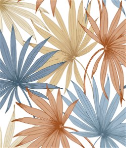 Lillian August Peel & Stick Tropic Palm Toss Charlotte Blue & Soft Melon Wallpaper