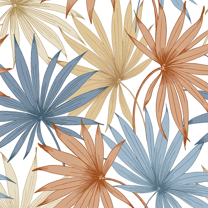 Lillian August Peel &amp; Stick Tropic Palm Toss Charlotte Blue &amp; Soft Melon Wallpaper image 1 of 4