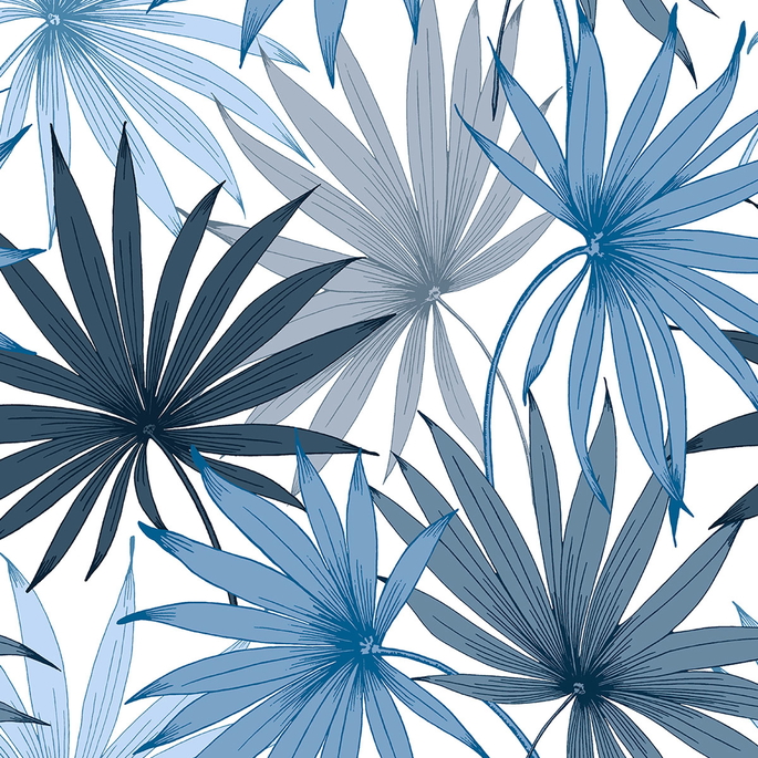 Lillian August Peel &amp; Stick Tropic Palm Toss Blue Seas Wallpaper image 1 of 4