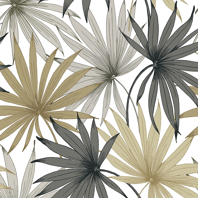 Lillian August Peel &amp; Stick Tropic Palm Toss Harbor Grey &amp; Khaki Wallpaper image 1 of 4