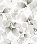 Lillian August Peel & Stick Watercolor Tossed Leaves Sea Salt & Harbor Mist Wallpaper