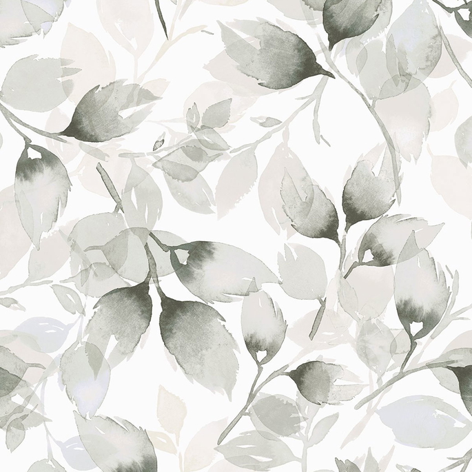 Lillian August Peel &amp; Stick Watercolor Tossed Leaves Sea Salt &amp; Harbor Mist Wallpaper image 1 of 4