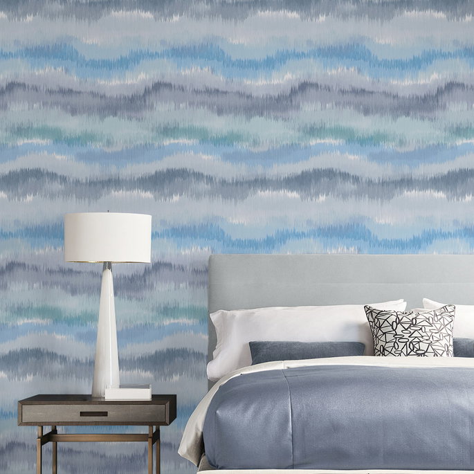 Lillian August Peel &amp; Stick Ikat Waves Lakeside Wallpaper image 4 of 4