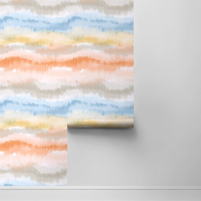 Lillian August Peel &amp; Stick Ikat Waves Sunset Wallpaper image 2 of 4