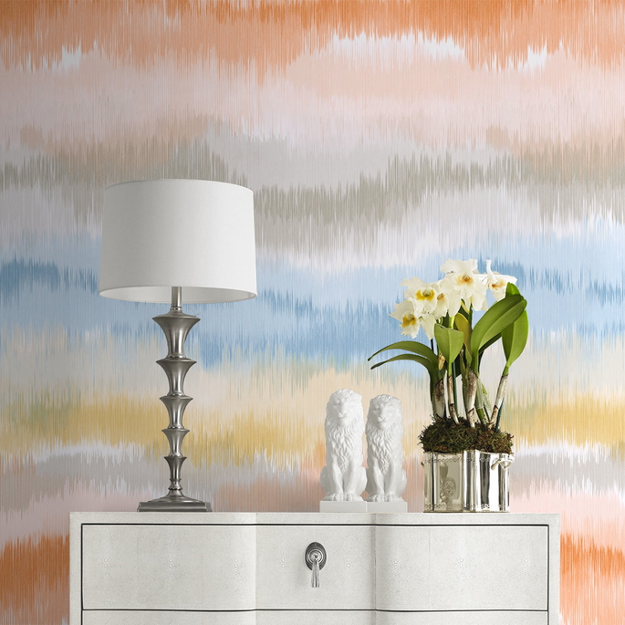 Lillian August Peel &amp; Stick Ikat Waves Sunset Wallpaper image 3 of 4