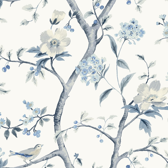 Lillian August Sparrow Haven Breezy Blue Wallpaper image 1 of 3