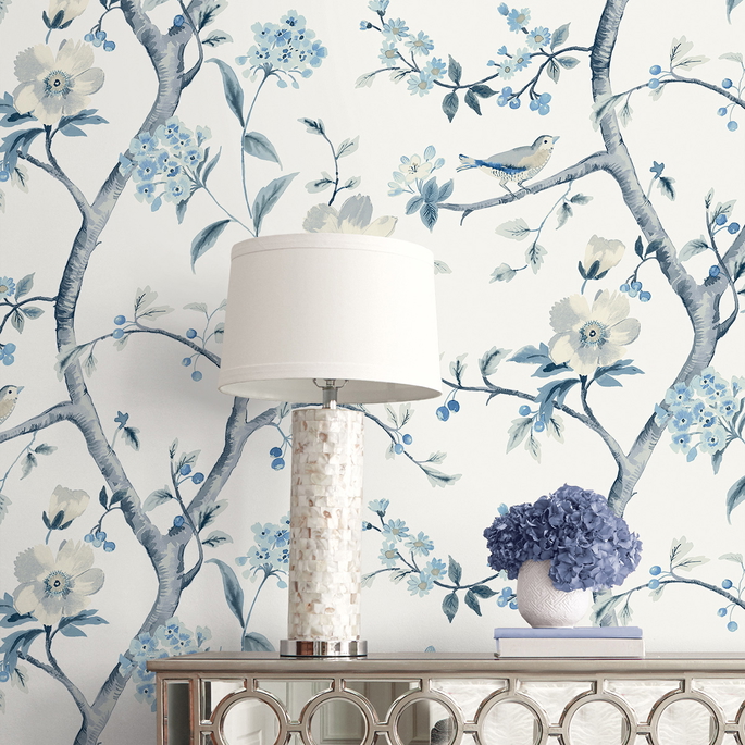 Lillian August Sparrow Haven Breezy Blue Wallpaper image 3 of 3