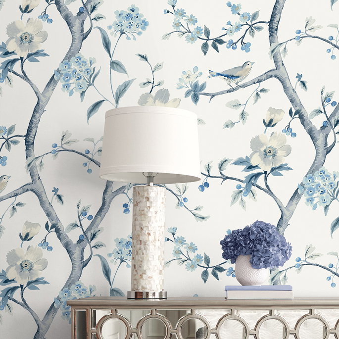 Lillian August Sparrow Haven Breezy Blue Wallpaper image 3 of 3