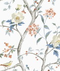Lillian August Sparrow Haven Melon & Carolina Blue Wallpaper