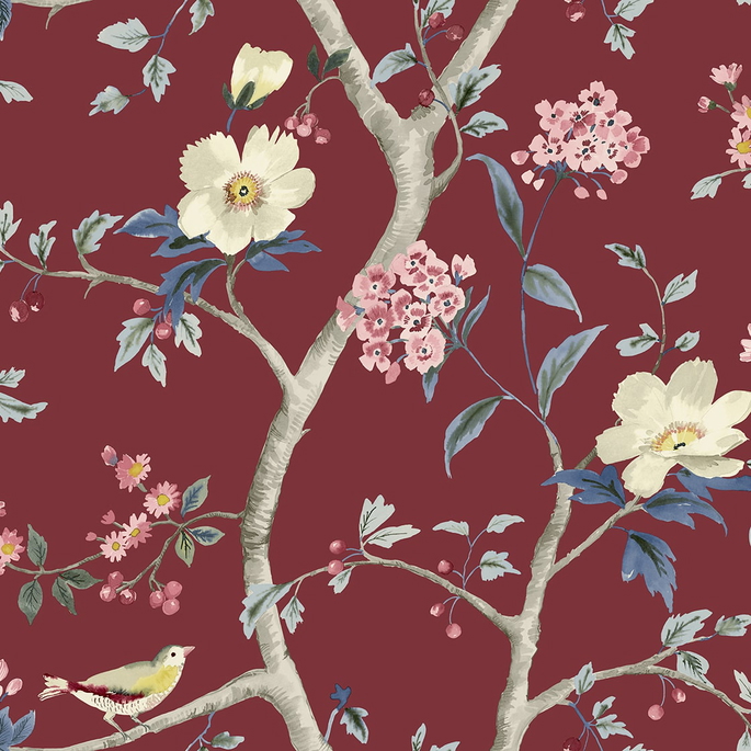 Lillian August Sparrow Haven Crimson Wallpaper image 1 of 3