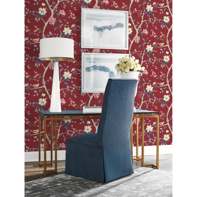 Lillian August Sparrow Haven Crimson Wallpaper image 2 of 3