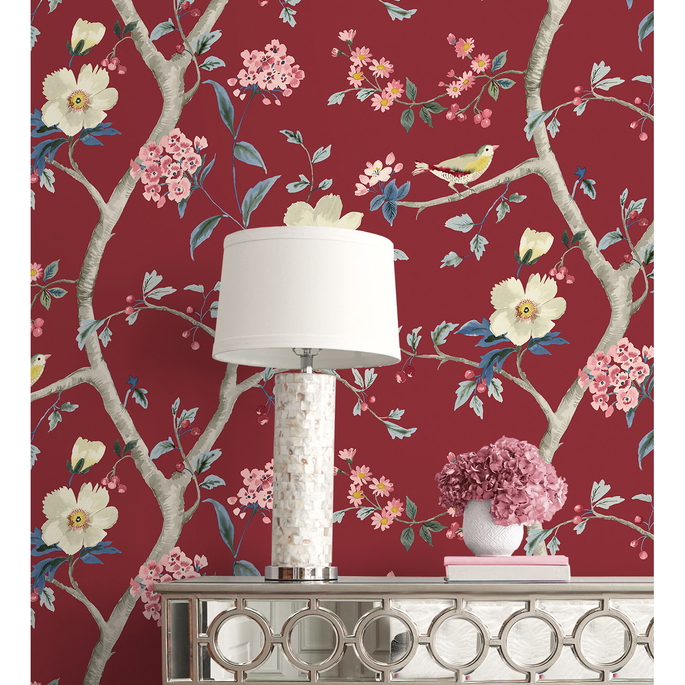 Lillian August Sparrow Haven Crimson Wallpaper image 3 of 3