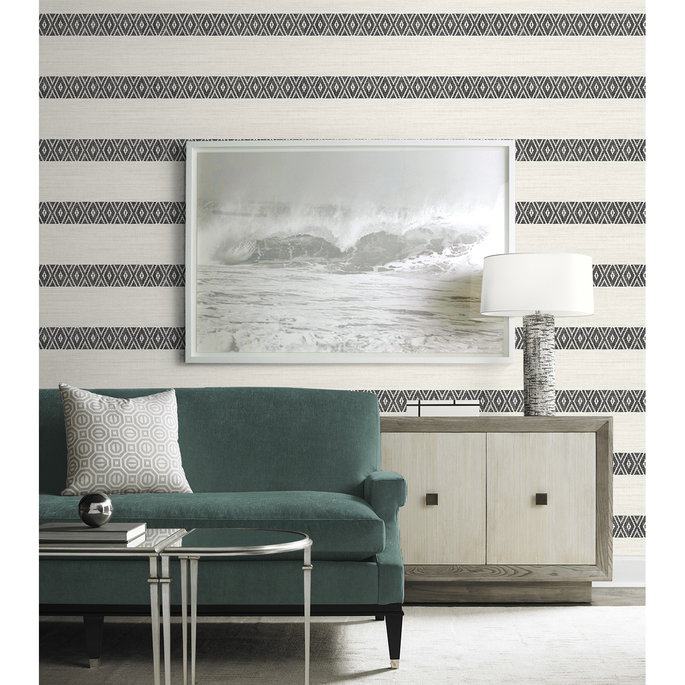 Lillian August Alani Geo Stripe Charcoal Wallpaper image 2 of 3