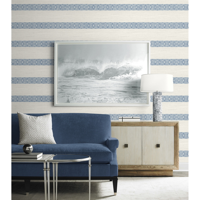 Lillian August Alani Geo Stripe Blue Bell Wallpaper image 2 of 3