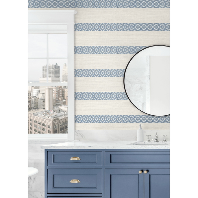 Lillian August Alani Geo Stripe Blue Bell Wallpaper image 3 of 3