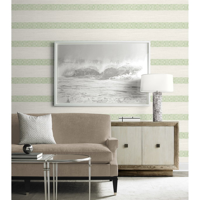 Lillian August Alani Geo Stripe Aloe Wallpaper image 2 of 3