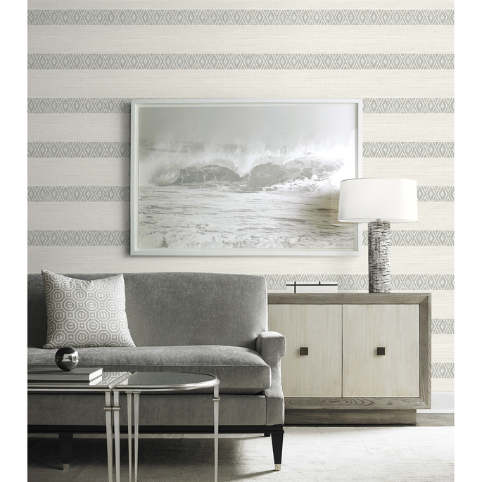 Lillian August Alani Geo Stripe Fog Wallpaper image 2 of 3