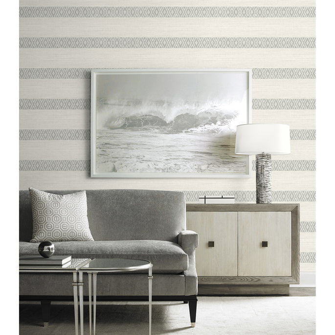 Lillian August Alani Geo Stripe Fog Wallpaper image 2 of 3