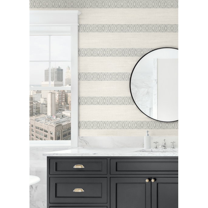 Lillian August Alani Geo Stripe Fog Wallpaper image 3 of 3