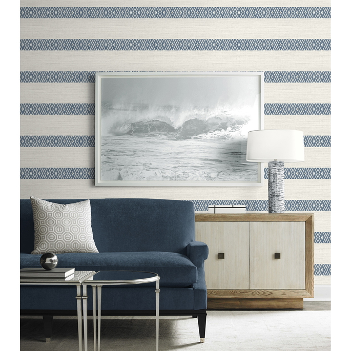 Lillian August Alani Geo Stripe Nautical Blue Wallpaper image 2 of 3