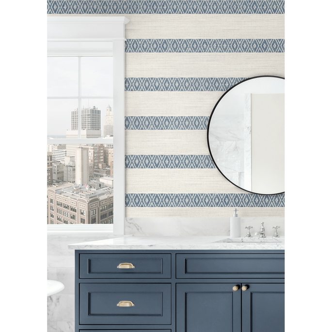 Lillian August Alani Geo Stripe Nautical Blue Wallpaper image 3 of 3
