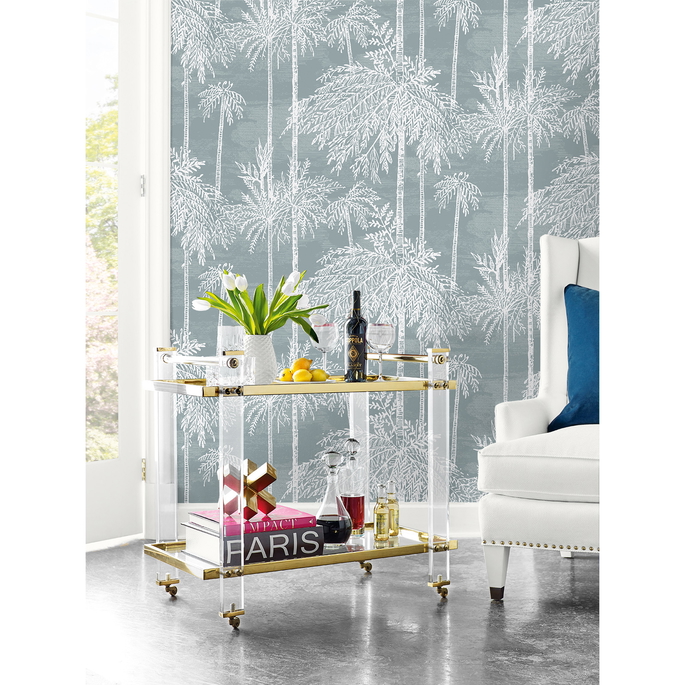 Lillian August Palm Grove Bluestone Wallpaper image 2 of 2