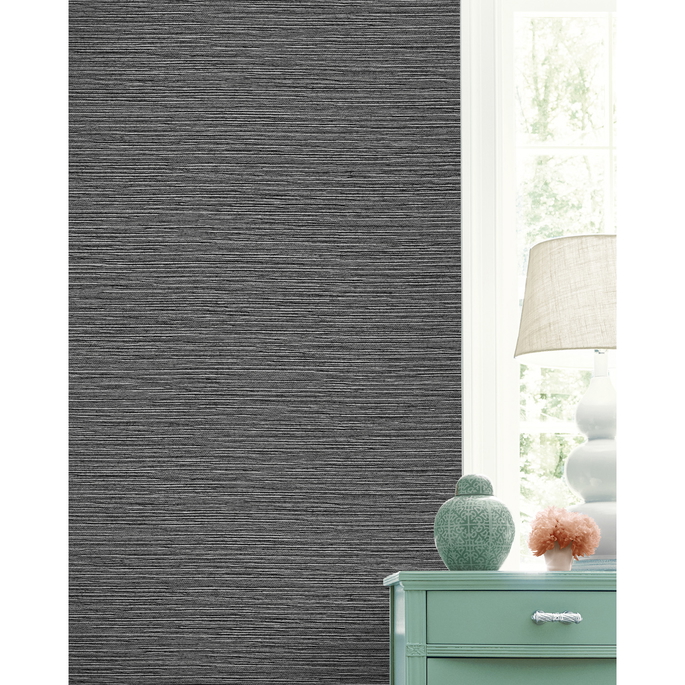 Lillian August Tiger Island Faux Sisal Charcoal Wallpaper image 3 of 3