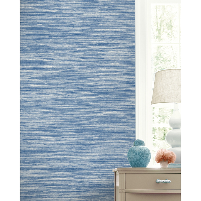 Lillian August Tiger Island Faux Sisal Riviera Blue Wallpaper image 3 of 3