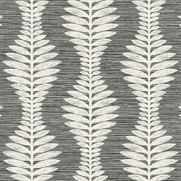 Lillian August Carina Leaf Ogee Charcoal Wallpaper image 1 of 4