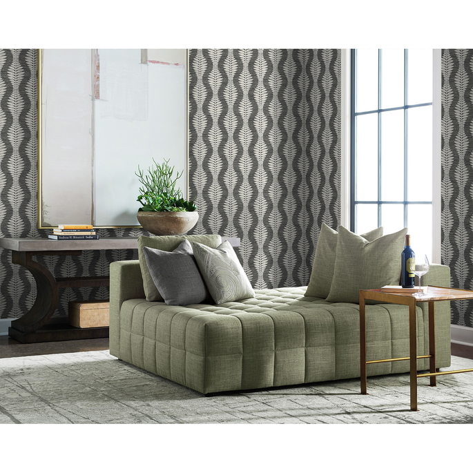 Lillian August Carina Leaf Ogee Charcoal Wallpaper image 2 of 4
