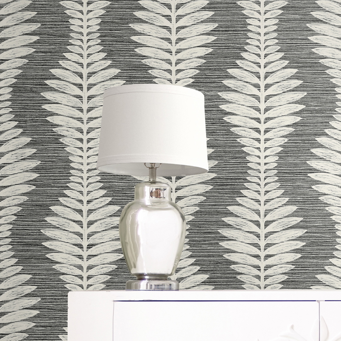 Lillian August Carina Leaf Ogee Charcoal Wallpaper image 4 of 4