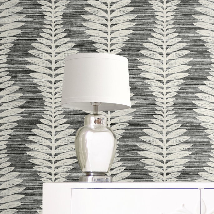 Lillian August Carina Leaf Ogee Charcoal Wallpaper image 4 of 4