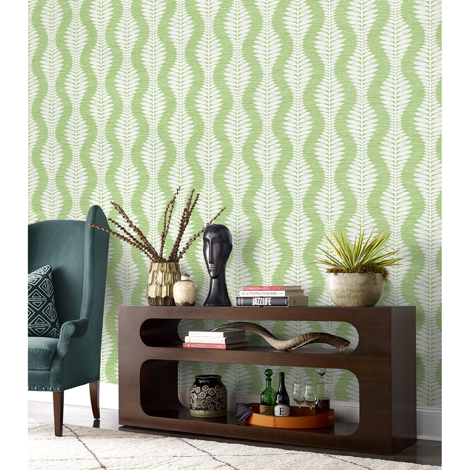 Lillian August Carina Leaf Ogee Greenery Wallpaper image 3 of 4