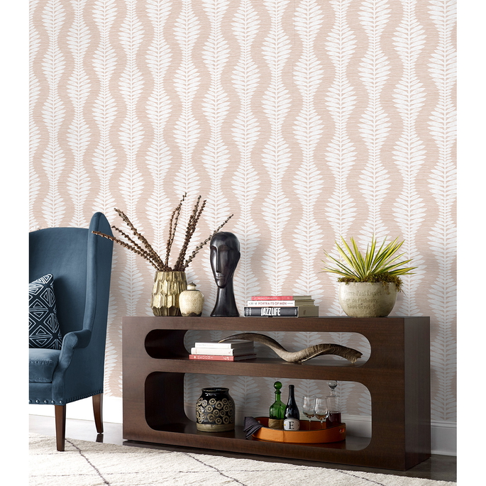 Lillian August Carina Leaf Ogee Blush Wallpaper image 3 of 4