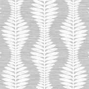 Lillian August Carina Leaf Ogee Morning Fog Wallpaper