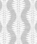 Lillian August Carina Leaf Ogee Morning Fog Wallpaper
