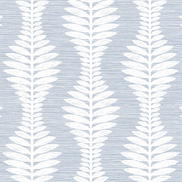 Lillian August Carina Leaf Ogee Charlotte Blue Wallpaper
